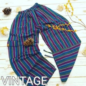 Hippie Boho Striped Festival Wide Leg Pants